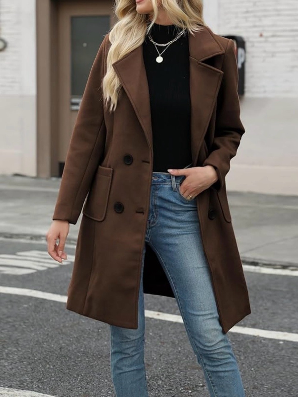 Amazon Women’s Double-Breasted Brown Trench Coat